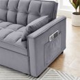 thumbnail image 6 of 55" Sleeper Sofa Bed with Pull Out Bed, Modern Velvet Convertible Sofa Bed Couch with Pillows & Side Pockets, Small Loveseat Sofa Bed for Living Room Apartment, 6 of 8