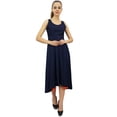 thumbnail image 1 of Bimba Robe en Rayonne de Designer pour Femme avec Poches, Maxi Bleu Uni avec Foulard - 8, 1 of 6