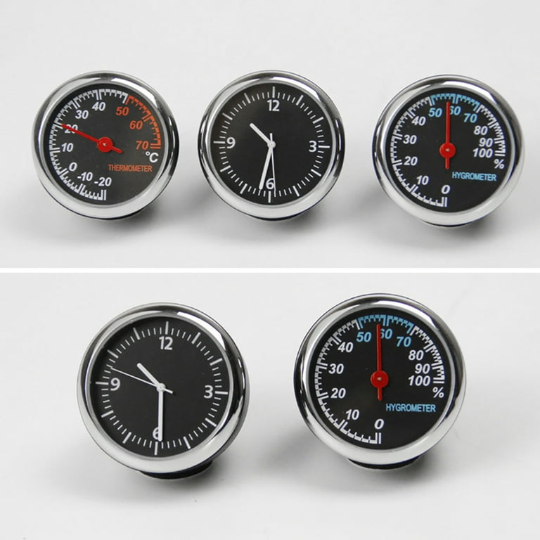 Walbest Auto Car Vehicle Thermometer Hygrometer Clock,Mini Small Classic  Dashboard Thermometer Hygrometer Clock,3 in 1 for Car Cool Decoration 