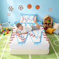 thumbnail image 5 of Manfei Kawaii Baseball Twin Sheets, Sport W Letter Bedding, Light Blue W 3 Pieces(1 Flat Sheet, 1 Fitted Sheet and 1 Pillowcase), 5 of 6