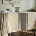 thumbnail image 3 of Burlap Cotton Linen Table Clothes Farmhouse Tablecloth Striped Picnic Table Cover Heavy Fabric Table Top Coffee Kitchen Decor Brown Rectangle 55"×84"(6-8 Seats), 3 of 6