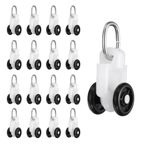 50Pcs Curtain Track Rollers Curtain Rail Pulleys Runners with Dual Wheel Roller for Window Tracks Carrier(Black)