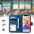 thumbnail image 2 of Allytech Luxury Wallet Case for iPhone 15 with Wrist Strap, [9 Card Slots] [1 Cash Pocket] Premium PU Leather + Soft TPU Shockproof Magnetic Clasp Kickstand Protective Case, Blue, 2 of 21