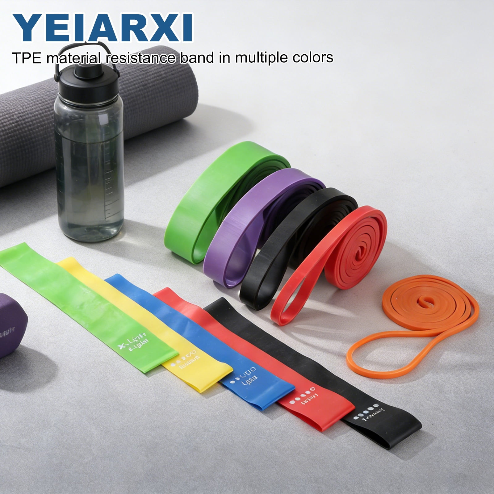 Uxcell Resistance Bands for Working Out, 4 Levels Pull Up Assistance Bands with Carry Bag & Mini Resistance Straps 4 Pcs & Yellow/Red/Black/Purple/Multicolor