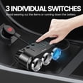 thumbnail image 4 of 150W 3-Socket Car Cigarette Lighter Adapter, Cigarette Lighter Splitter with 12v USB Outlet, car Adapter for Plug Outlet with Double/Dual/USB Charger Multi Port, On/Off Switches for Car Devices, 4 of 16