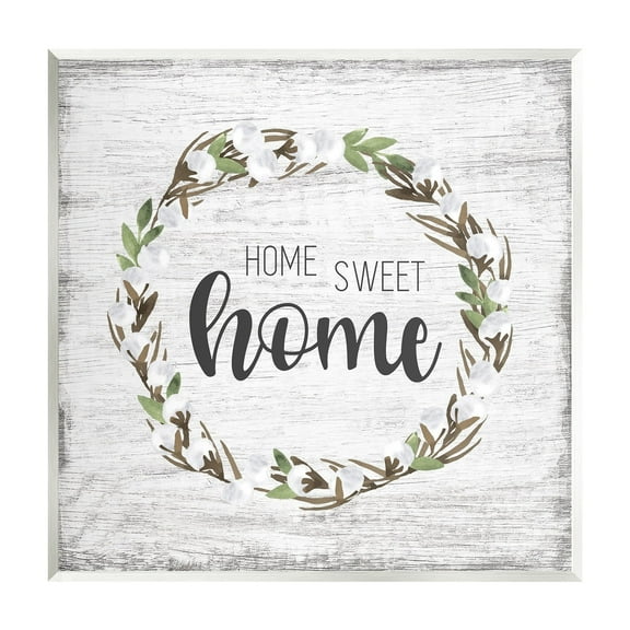 Stupell Industries Rustic Wreath Sweet Home Calligraphy Country Sign Graphic Art Unframed Art Print Wall Art, Design by Natalie Carpentieri