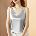thumbnail image 4 of JGGSPWM Womens Silk Satin Tank Tops V Neck Casual Cami Sleeveless Camisole Blouses Summer Soft Basic Tank Shirt Silver XXXL, 4 of 6