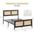 thumbnail image 2 of Full Size Rattan Bed Frame with Headboard, Black Boho Cane Platform Bed Frame with Strong Metal Slat, Noise Free, No Box Spring Needed, 2 of 6