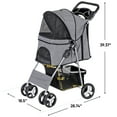 thumbnail image 2 of SuperDeal Folding Pet Stroller for Small Dog Cat, 4 Wheels Breathable Pet Carrier W/Cup Holder & Basket, Gray, 2 of 9