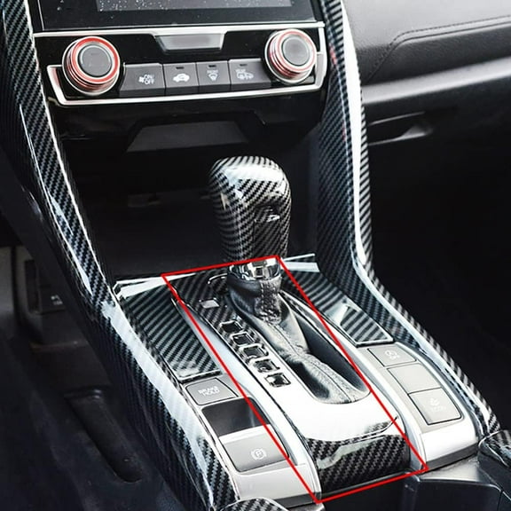Zyutaosan Carbon Fiber Texture Gear Shift Box Panel Cover Trim For Honda Civic 10Th Gen 2016-2021