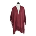thumbnail image 2 of Premium Large Solid Color Tasseled Winter Poncho Shawl Wrap Cape, 2 of 4