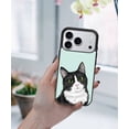 thumbnail image 5 of WIRESTER Shockproof Soft Rubber Cover Case for Apple iPhone 17 Pro 6.3" 2025, Black White Tuxedo Cat On Aero Blue Background, 5 of 5