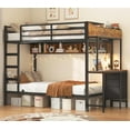 thumbnail image 6 of AOGLLATI Twin Over Twin Bunk Beds with Bedside Storage & LED Lights for Teens Loft Bed with Desk and Storage Drawers Black, 6 of 14