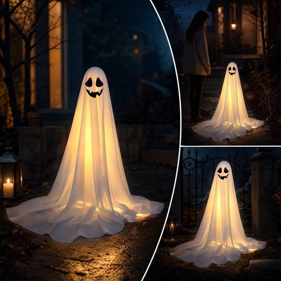 WDOBM Halloween Decorations, 85cm Luminous Standing Ghost Halloween Outdoor Yard Decor, Halloween Home Decor, Halloween Ghost, Light Up Halloween Decor for Holiday Gifts