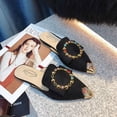 thumbnail image 4 of Discount Women Flat Slippers Casual Ladies Pointed Toe Square Rhinestone Buckle Shoes, 4 of 8