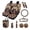 Brown - Aztec Bear Camo Hunting, variant on Aztec Eagle Print Car Seat and Steering Wheel Cover Set American Flag Print Car Front Rear Seat Covers Safety Belt Pads Rearview Mirror Cover Trash Bag Cup Coasters Key Chain