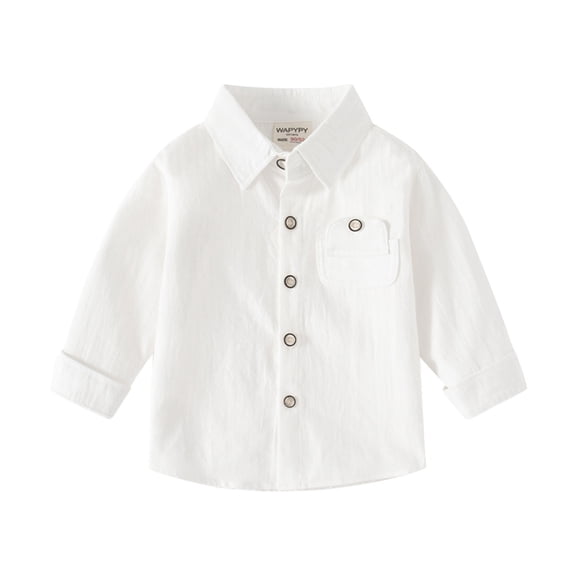 Ketyyh-chn99 Baby Boys' and Toddler Long Sleeve Plaid Flannel Button Up Shirt Boys' Button-Down Shirts Cowboy Western Plaid Long Sleeve Toddler Kids Outfit Size for 5-6 Years,White