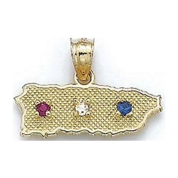 14k Yellow Gold Puerto Rico Cubic Zirconia Cubic Zirconia Pendant