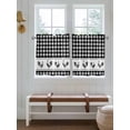 thumbnail image 2 of Farmhouse Black Plaid 2 Panel Kitchen Curtains for Small Windows, Vintage Country Cock Checkered Bathroom Tier Curtain, Short Window Treatment for Bedroom/Living Room 55"x24", 2 of 6