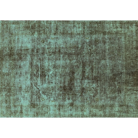 Ahgly Company Indoor Rectangle Solid Turquoise Blue Modern Area Rugs, 5' x 7'