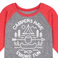 thumbnail image 3 of Instant Message - Camping - Campers Have S'more Fun - Toddler & Youth Raglan Graphic T-Shirt, 3 of 7