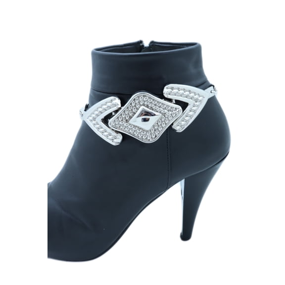 Women Silver Metal Chain Boot Bracelet Shoe Arrow Head Charm