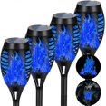 thumbnail image 1 of Solar Lights Outdoor Waterproof Blue, Upgraded 4 Pack Solar Torch Lights with Flickering Flame, Mini Solar Outdoor Garden Lights Tiki Torches for Outs, 1 of 5