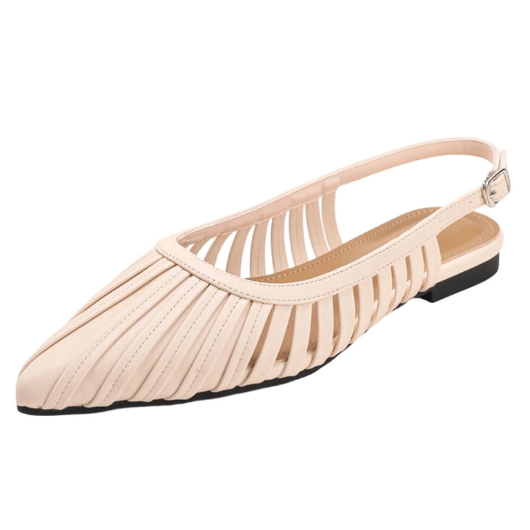 beige flat dress sandals CHWshoes for Women Square Toe Low heel Sandal Buckle Strap Slip on Flats Summer Casual Flat Shoes Size 37 cute sandals for dresses