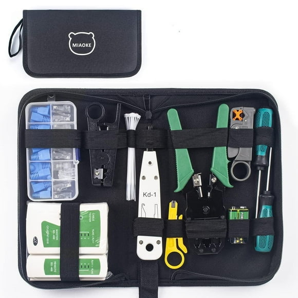 Kit de Crimpadora de Red 21 en 1 para RJ45 Ethernet con Pelacables y Tester