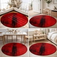 thumbnail image 4 of Round Area Rugs 3.3Ft, Red Non-Slip Washable Circle Rugs Carpet, Retro Oil Painting Modern Abstract Art Aesthetics Indoor Outdoor Rug Floor Mats Throw Runner for Bedroom Living Room Bathroom, 4 of 8