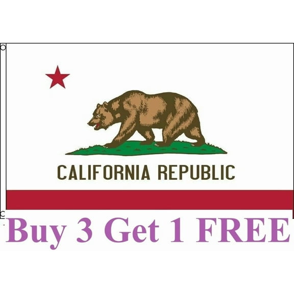 California Flag 3X5Ft Ca State Republic Bear Big Flags Vivid Color, 150D Premium