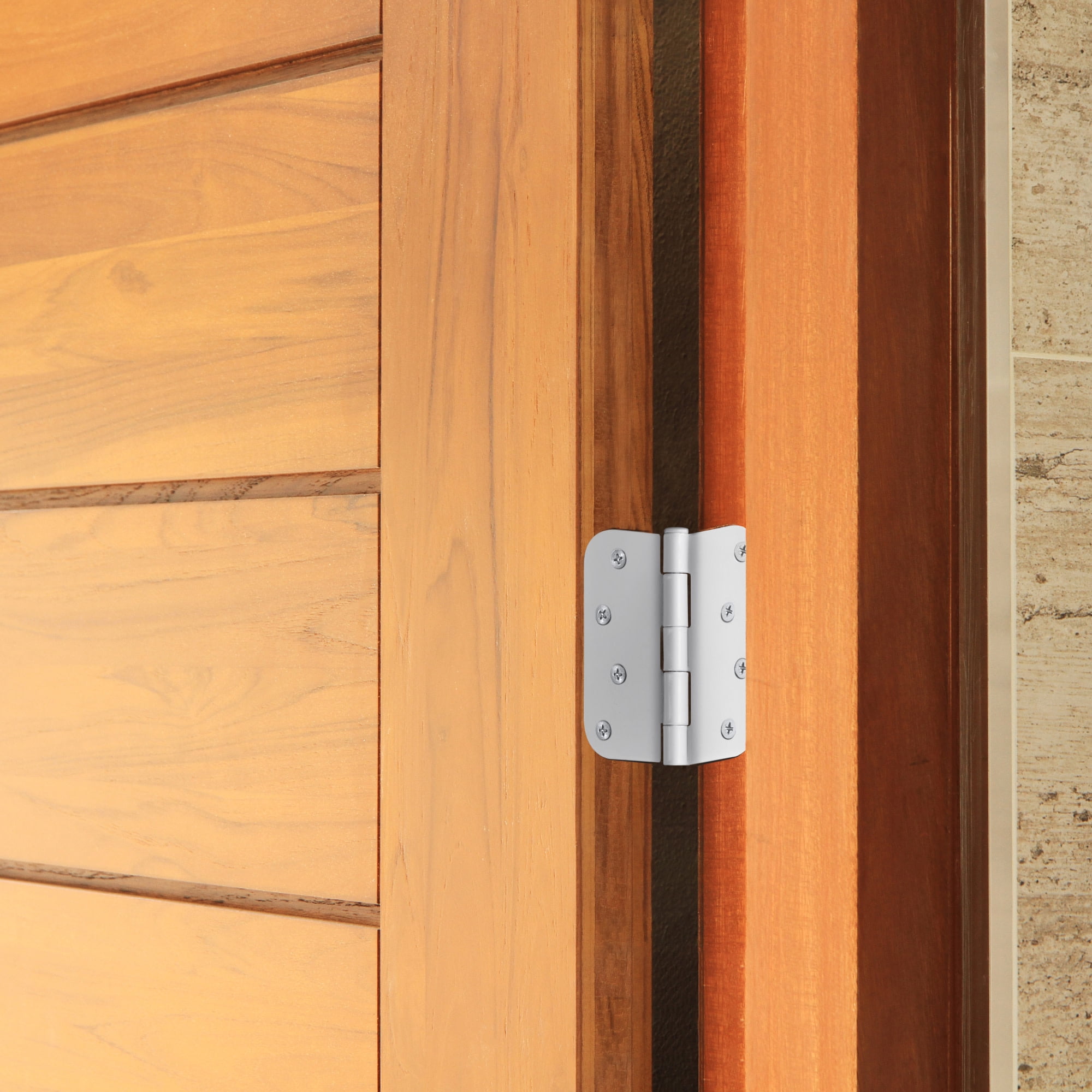 White Steel Plain Bearing Door Hinge with Removable Pin, 4 x 4 in. 5/8 in. Radius, 3-Pack