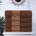 thumbnail image 2 of Superior Larissa Cotton Embroidered Bath Towel Set of 4, Chocolate, 2 of 7