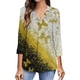 thumbnail image 3 of Camisetas de manga 3/4 con cuello en V para mujer 2023 - Tops tipo túnica de negocios con estampado floral - Blusas de trabajo sueltas informales y elegantes, 3 of 5