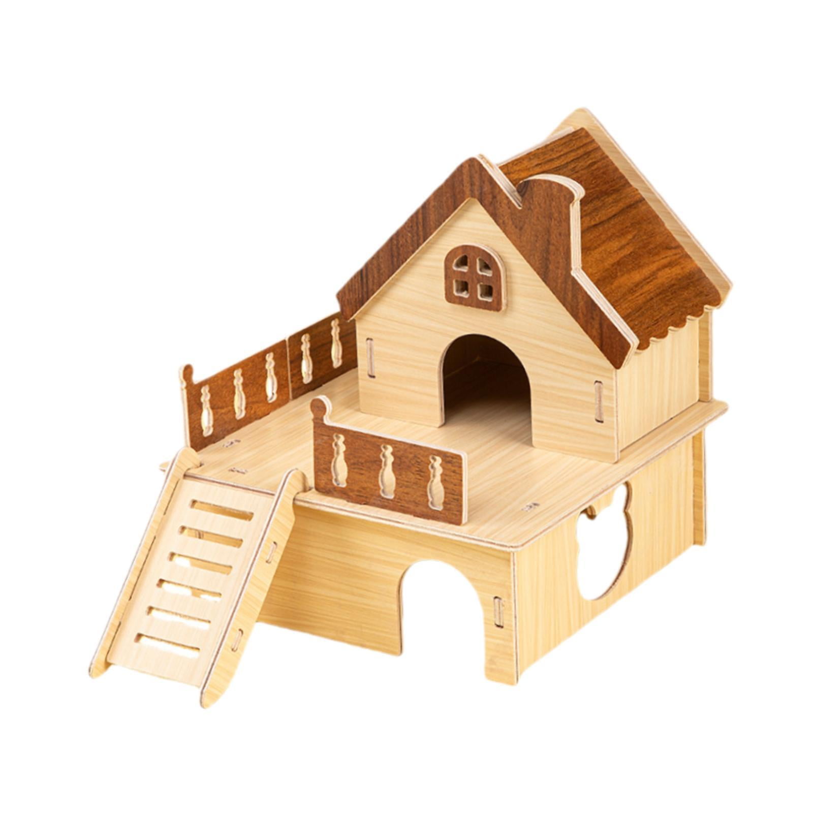 FashionCha Wood Hamster Out Small Animal Activity Toy Pet Supplies Hamster Hut Habitat for L
