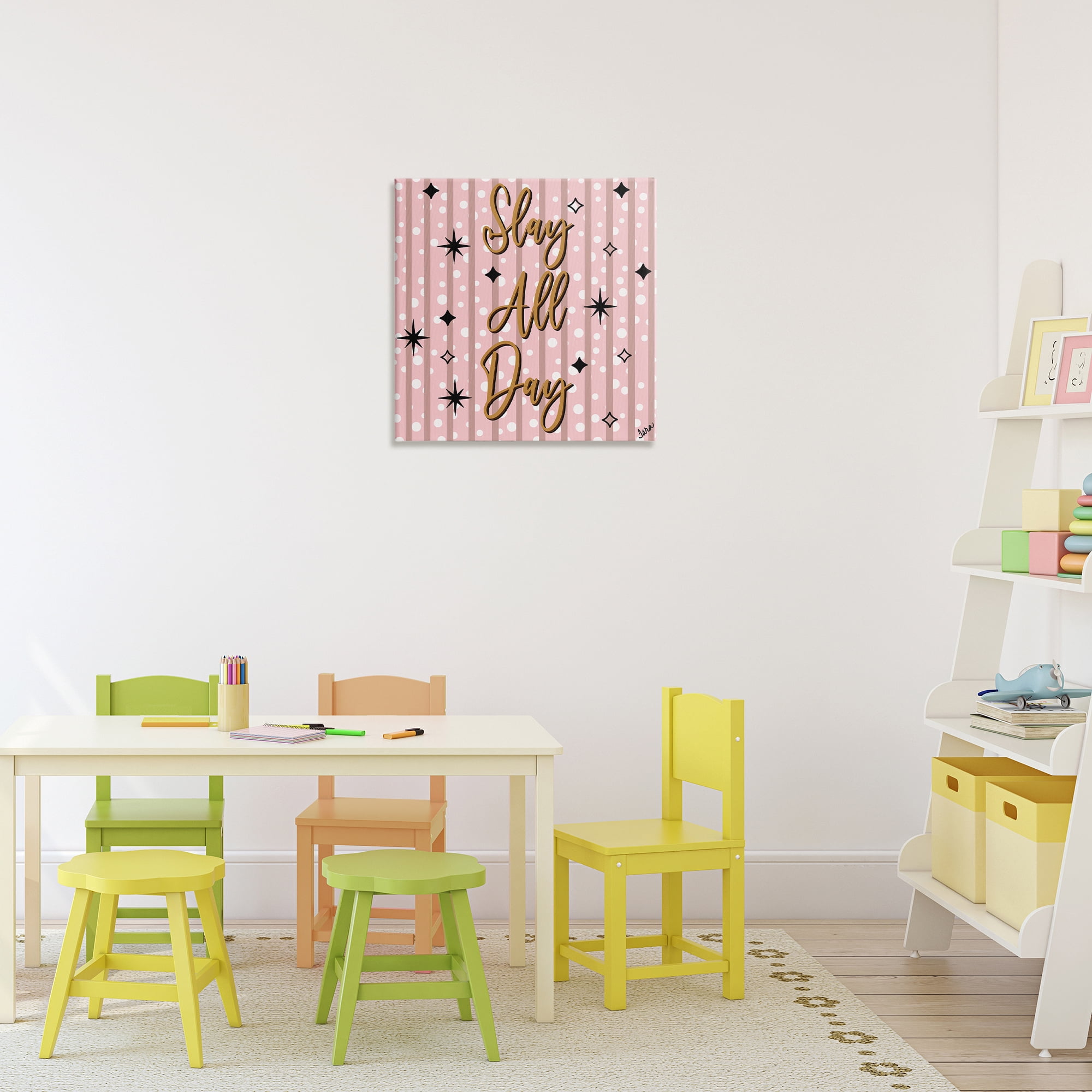 Stupell Industries Slay All Day with Sparkle Pattern Canvas Wall Art, design by Tara Boone