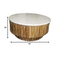 thumbnail image 2 of Round Marble Top and Wooden Strips Coffee Table, 2 of 5
