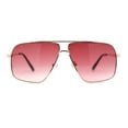 thumbnail image 2 of Mens Rectangular Metal Rim Officer Gentlemanly Racer Sunglasses Gold - Burgundy, 2 of 4
