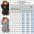 thumbnail image 3 of JustVH Women's Pleated Buttons Hem T-shirt Round Neck Printed Casual Tops, 3 of 3
