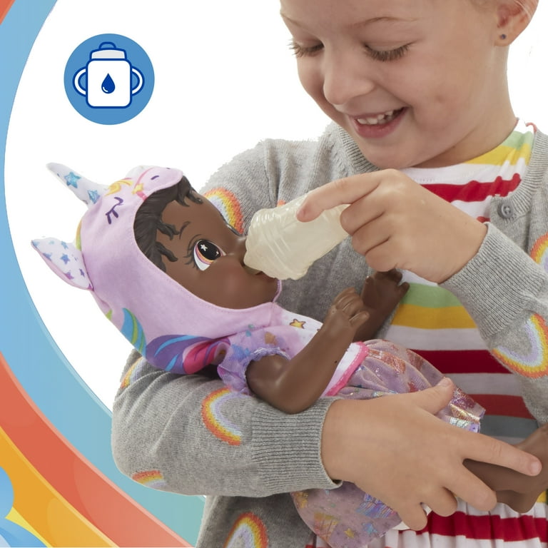 Baby Alive Tinycorns Doll Unicorn Accessories Black Hair Toy Doll Playset 4 Pieces Included