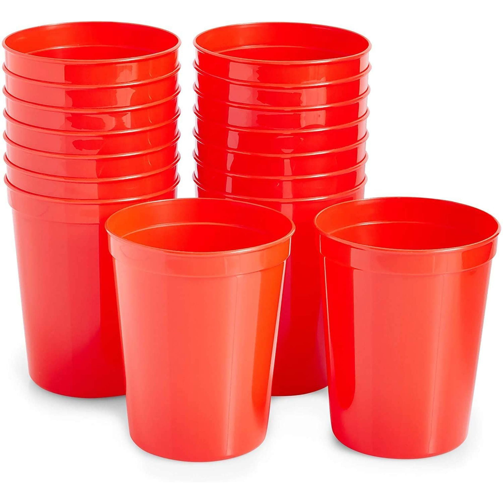 16-Pack Reusable Plastic Cup Party Tumblers Stadium Cups (16 oz each