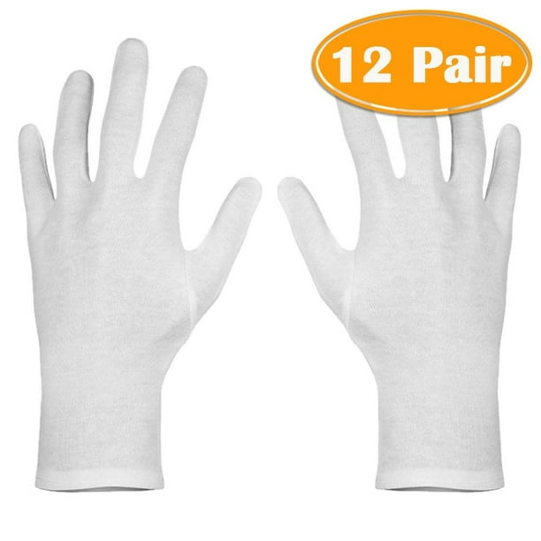 Paxcoo 12 Pairs XL White Cotton Gloves for Dry Hand Moisturizing