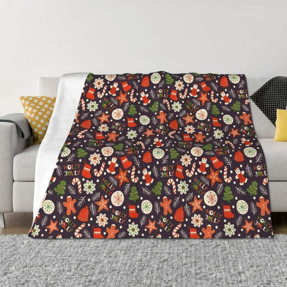 Rozeui Winter Holiday Christmas for Flannel Blanket, Soft Fuzzy Plush King Blanket for Winter, Thick and Warm All-Season Bed Throw-40"x30"