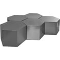 thumbnail image 1 of Meridian Furniture Hexagon Brushed Chrome 5 Piece Modular Coffee Table, 1 of 4
