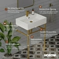 thumbnail image 3 of HOROW 24" Console Bathroom Sink,Free Standing 30 Inch Stainless Steel Support Pedestal Legs, Gold, 3 of 8