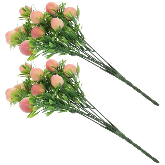 2 Pcs Peach Fruit Plant Artificial Faux Branch Fruits Bouquet