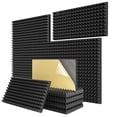 thumbnail image 1 of Paquete de 12 paneles de espuma insonorizantes autoadhesivos en forma de pirámide, paneles acústicos de 24 x 12 x 2 pulgadas, para reducción de ruido, color negro, 1 of 5