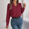 thumbnail image 2 of XuJwPNcy Long Sleeve Shirts for Women V Neck Business Casual Tops Loose Work Office Blouse Tops, 2 of 3