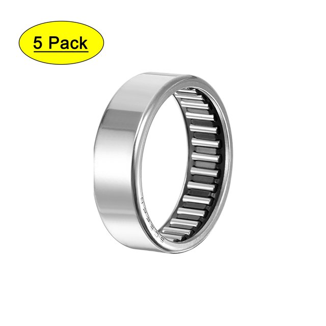 Rodamientos de rodillos de aguja Uxcell, complemento completo, copas dibujadas, acero tono plateado, 5 piezas, 1-3/8x1-5/8x1/2"