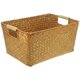 thumbnail image 1 of Cesta de algas marinas con asa de madera, cesta de escritorio rectangular, organizador de almacenamiento para baño, 1 of 8